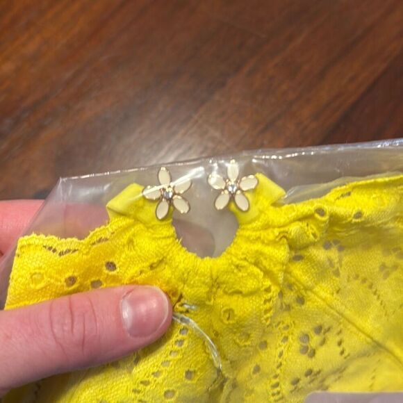 Savage X Fenty Bombshell Broderie Halter Yellow Women’s Medium - Picture 4 of 5